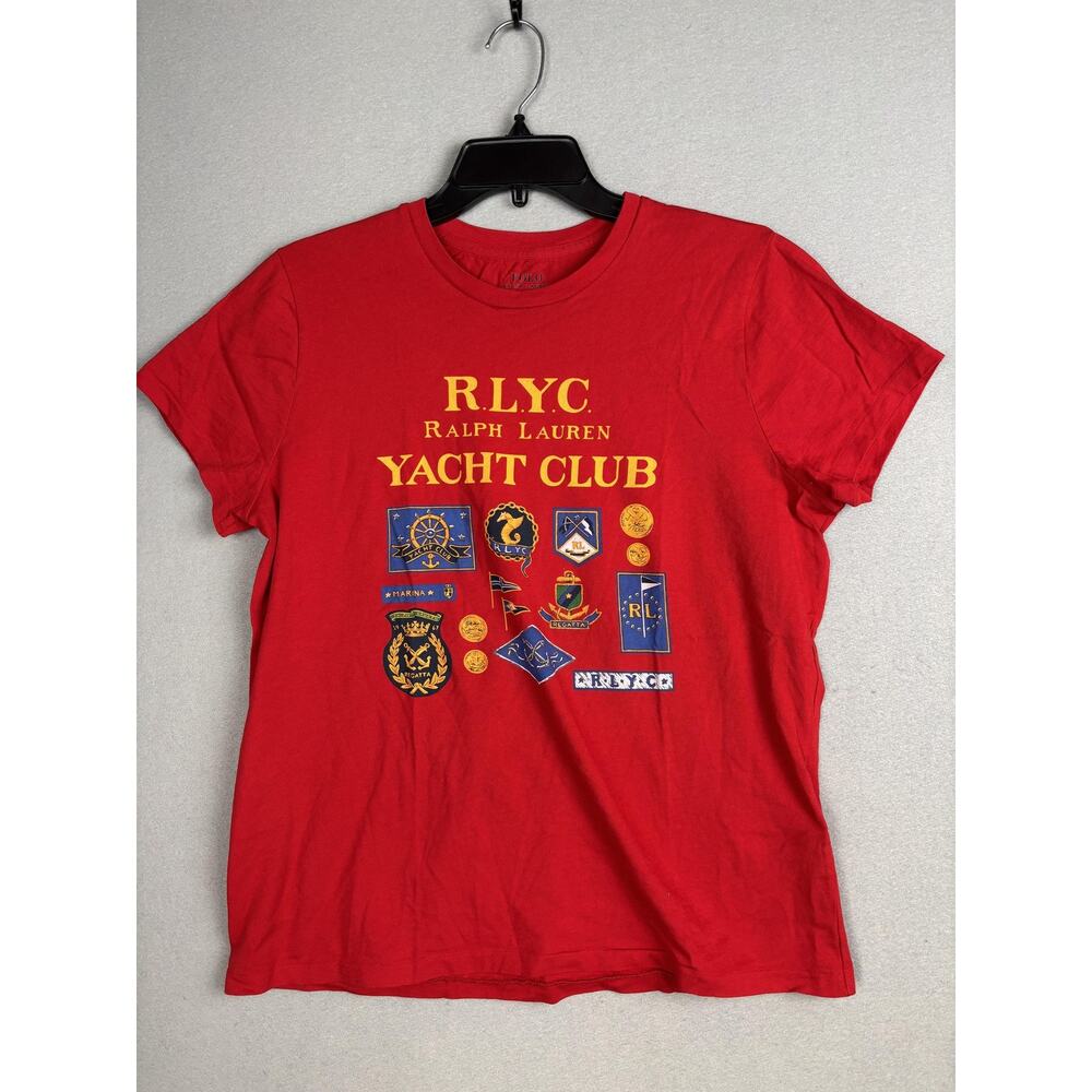 Polo Ralph Lauren Shirt Womens Large Red Yacht Club RLYC Graphic Nautical Tee
